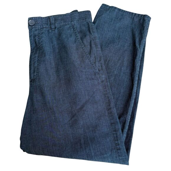 COS Cotton Navy Relaxed Taper Ankle Button Trousers Pants Size 2 Lightweight - Picture 13 of 13